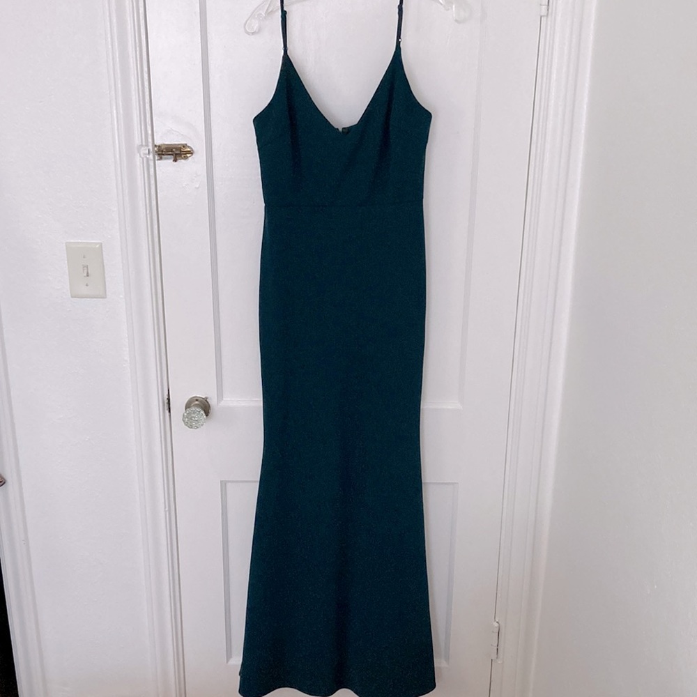 Lulu’s floor length green evening dress